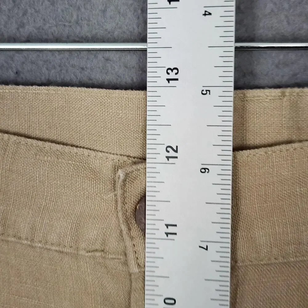 Jos A Bank Pants Mens 34x30 Beige Linen Flat Front Chino Casual Summer
